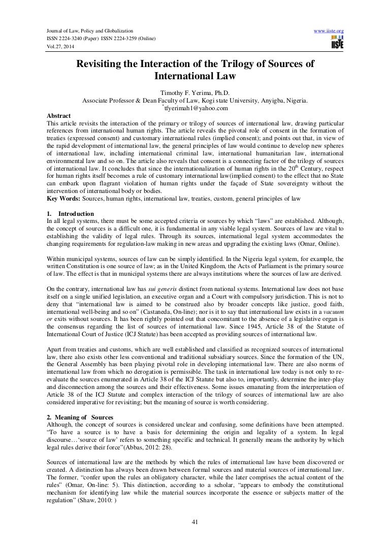 Sources of international law. System of sources of international law 5 Sources of international law. System of sources of international law 35
